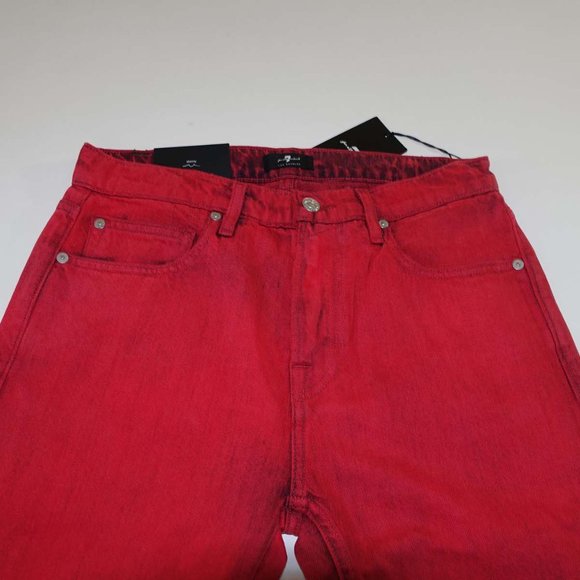 7 For All Mankind Men's Paxtyn Skinny Jeans Size 32 x 33 NWT Red Mid Rise Denim - Picture 2 of 9
